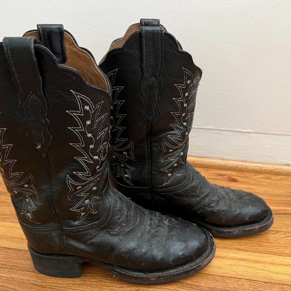 Lucchese Black Ostrich boots 38